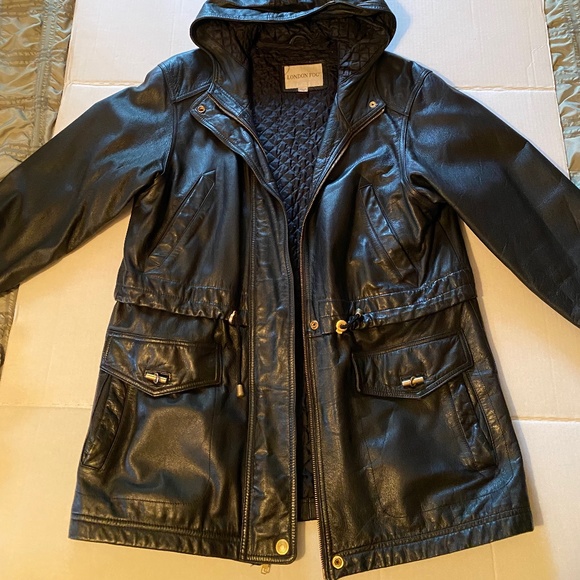 London Fog Jackets & Blazers - London Fog black leather long jacket